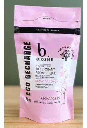 Actual product image Biosme Deodorant probiotic Blanc de coton refill pack Fl 80 ml (Roll-on, 80 ml)