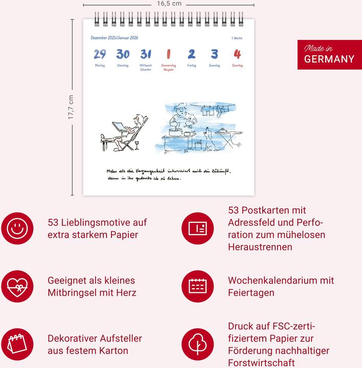 Produktbild Helme Heine: Philosophisches Premium-Postkartenkalender 2026 (Harter Einband, Deutsch)