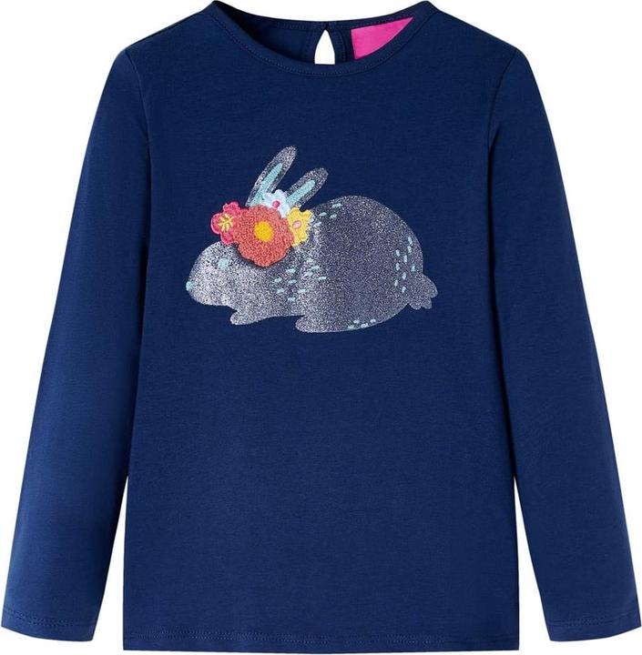 VidaXL Kinder-Langarmshirt Marineblau 116,Material: 95 % Baumwolle (116)