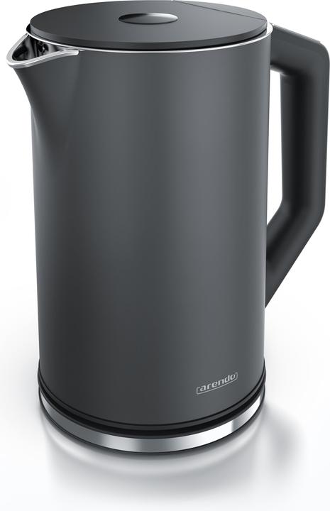 Produktbild Arendo Edelstahl Wasserkocher 1,5 l 2200 W, Doppelwand, Temperaturwahl 40 - 100°C mit Anzeige, Cool Grey (1.50 l)