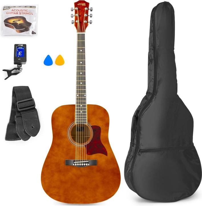 Max Acoustic Guitar SoloJam Set Dark Natural (Acoustic guitar set, Rosewood, Linden)