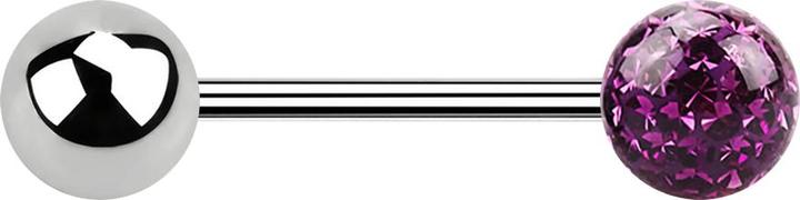 Actual product image Star Piercing Micro Barbell silber mit Kugel und Kristallkugel violett Epoxy Schutzschicht (without brass, Surgical steel 316L)