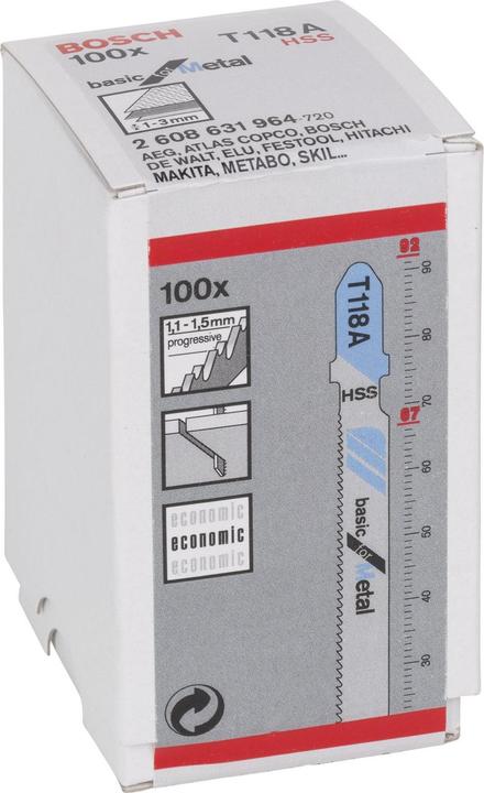 Produktbild Bosch Professional Zubehör Stichsägeblatt T 118 A Basic for Metal, 100er-Pack