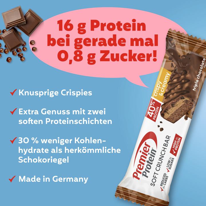 Produktbild Premier Protein Soft Crunch Bar 40% Protein (Triple Chocolate, 12 Stk., 480 g)