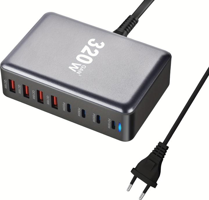 Image du produit PhoneLook Station de charge rapide 320W Hub GaN III USB-C 8 ports pour ordinateurs/tablettes/téléphone avec pr (320 W)