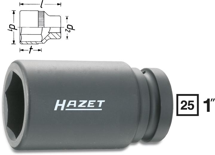 Actual product image HAZET Impact socket ∙ hexagon 1100SLG-33 ∙ Square, hollow 25 mm (1 inch) ∙ Outside hexagon profile … (33 mm)