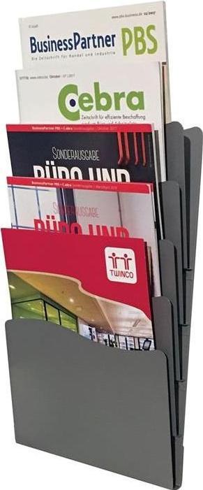 Produktbild Twinco Prospekthalter H430xB240xTmm Anzahl Fächer 5 DIN A4 Metall silber (A4)