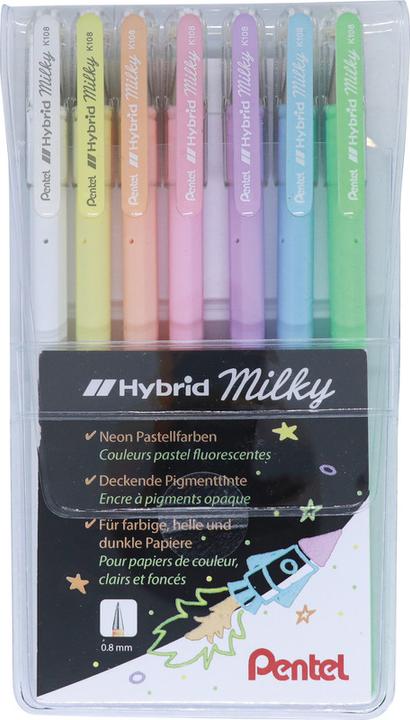 Pentel Roller Hybrid Gel Milky (Assortiert, 7 x)