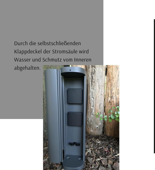 Produktbild Novatool 1x Steckdosenturm 2-fach aussen Anthrazit rund mit Blende IP44 Steckdose Aussen