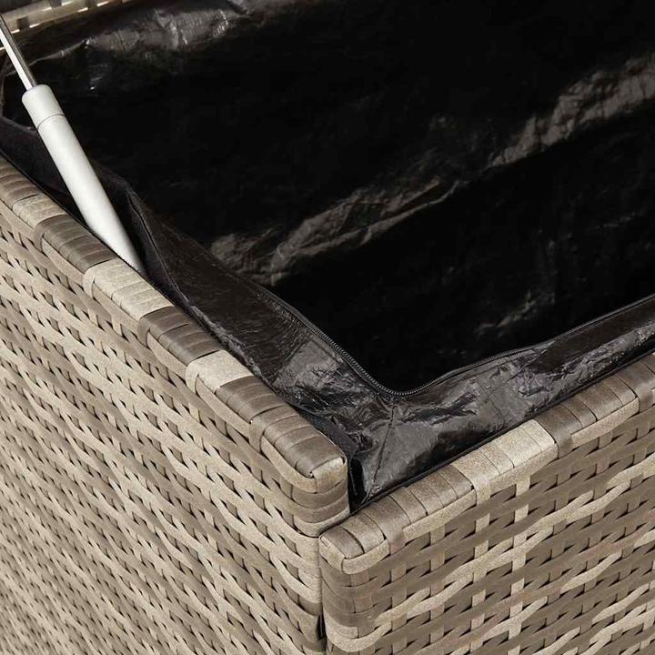 Produktbild VidaXL Gartentruhe mit Rollen Grau 110x55x73 cm Poly Rattan Garten Auflagenbox