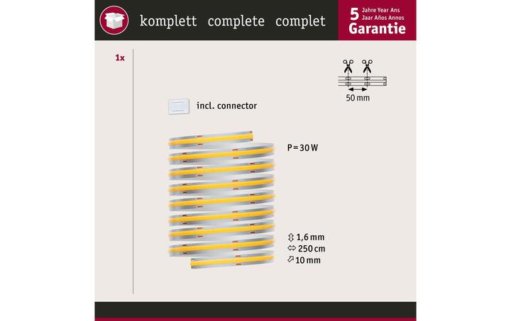 Image du produit Paulmann Bande COB MaxLED 1000 Full-Line (Blanc chaud, 250 cm, Intérieur)