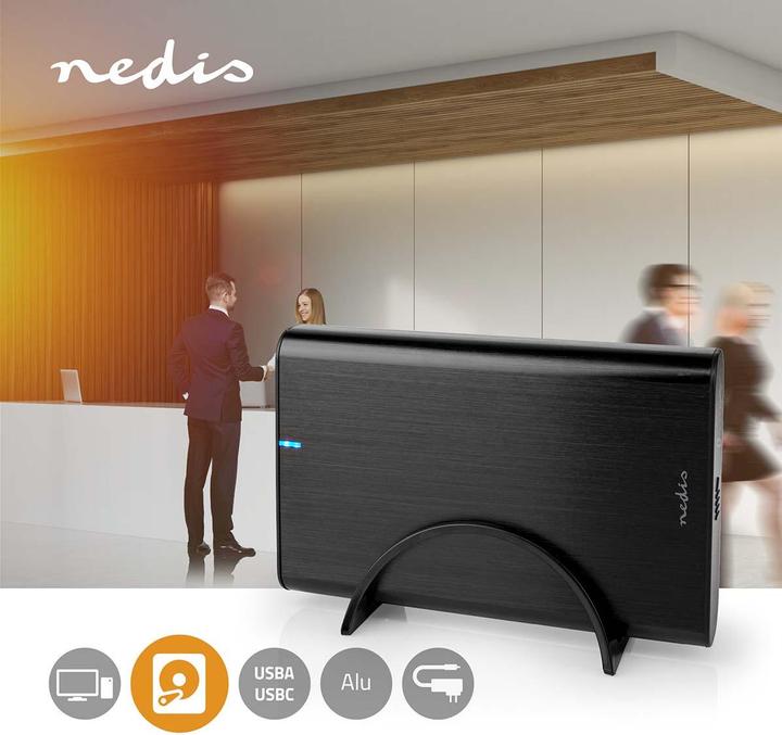 Image du produit Nedis Boîtier pour disque dur | 3.5 " | USB 3.1 Gen1 | USB Type-A / USB Type-C™ | Notebook / PC | Alumini (3.5")