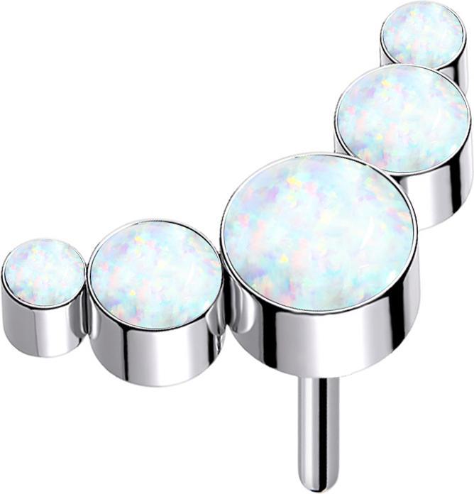 Star Piercing Threadless silber fünf Opale weiss (ohne Messing, Titan G23)