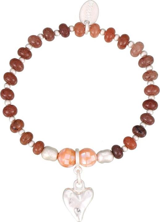 Andreani Armband mit Herzanhänger aus echtem violettem Aventurin (8 cm)