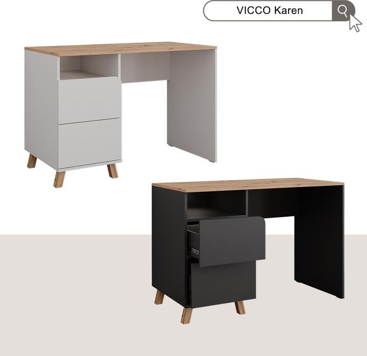 Actual product image Vichy Vanity table Karen, Anthracite/Artisan, 110 cm with stool (110 x 75 x 55 cm)