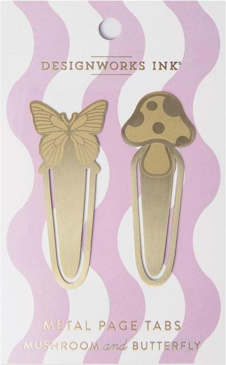 Designworks Metal Page Tabs Mushrooms + Butterfly