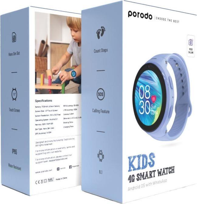 Produktbild Porodo 4G Kids GPS Smart Watch with JuniCare app (4G)
