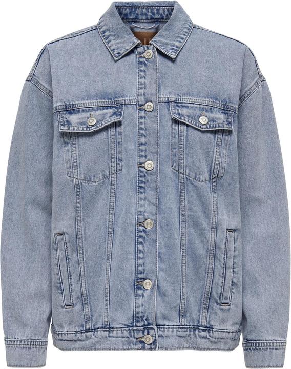 Actual product image Only Hood with drawstring Cuffs with button Low-set shoulder Jacket Denim jacket (XS)