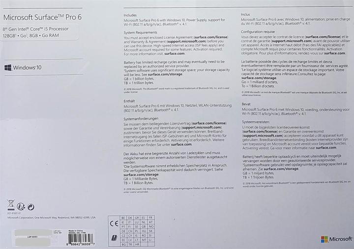 Actual product image Microsoft Surface Pro 6 (12.30", Intel Core i5-8250U)