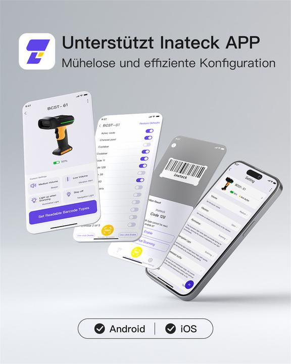 Actual product image Inateck Barcodescanner 61 black (BCST-61 black) (1D barcodes)