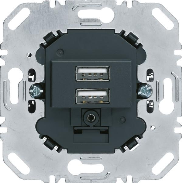 Produktbild Berker USB Ladesteckdose 230V 260205 2fach 3.0A eckiger Tragring anthrazit