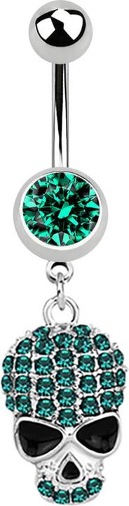 Star Piercing Banane silber mit Anhänger Schädel türkis (ohne Messing, Chirurgenstahl 316L)