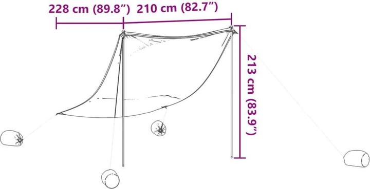 Image du produit VidaXL Tente d'ombrage de plage avec sacs de sable 214 x 236 cm (Tente de plage, 0.18 kg, 4 personnes)