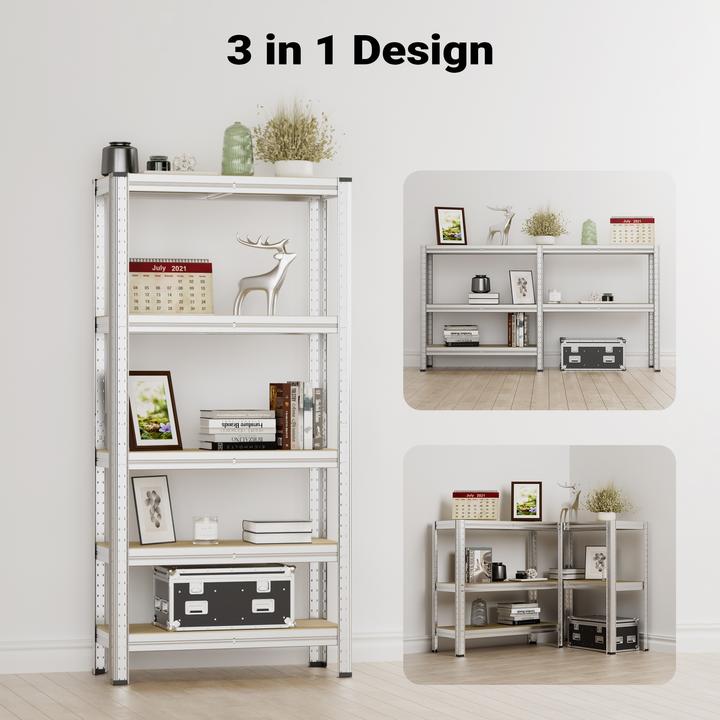 Actual product image Wiltec Heavy-duty Shelving System Zincked Boltless Steel 154x75x30cm Total Load of 875kg 5 Racks