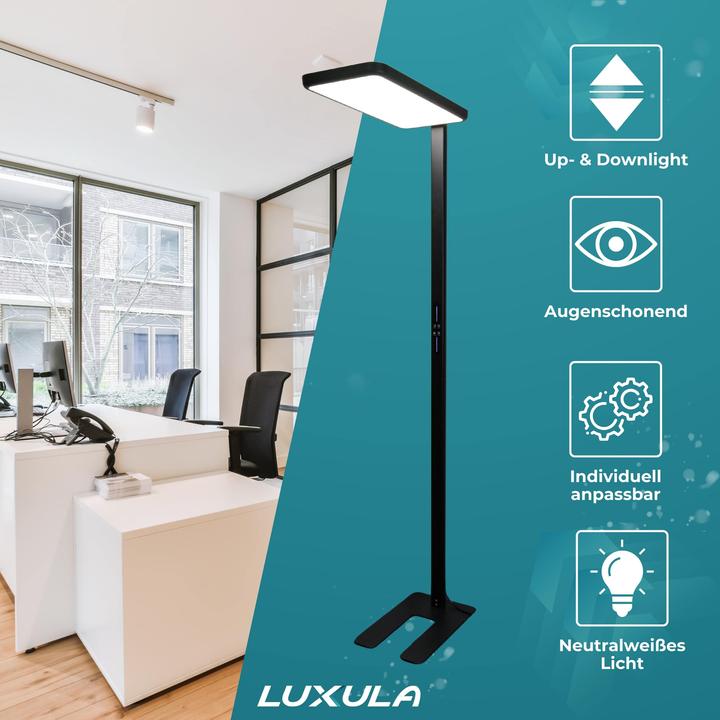 Produktbild Luxula LED Büro-Stehleuchte, Up/Down, schwarz (7000 lm)
