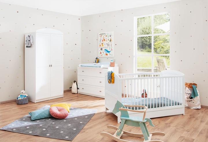 Pinolino Chambre d'enfant 'Laura' large (Lit de bébé, Unité de changement, Armoires pour enfant)