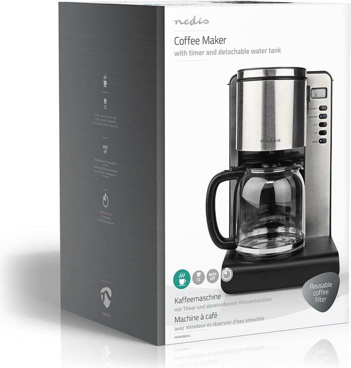 Image du produit Nedis Capacité maximale de la cafetière : 1,5 l Nombre de tasses simultanées : 12 Maintien au chaud