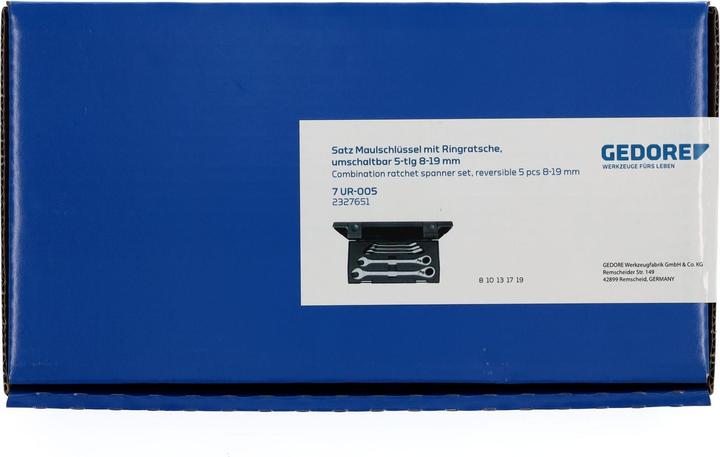 Actual product image Gedore Combination ratchet wrench set (9 mm, 16 mm, 18 mm, 11 mm, 12 mm, 17 mm, 15 mm, 13 mm, 19 mm, 8 mm, 10 mm, 14 mm)