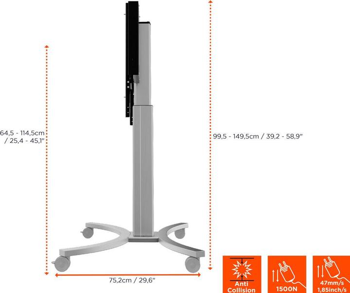 Produktbild Celexon Expert elektrisch höhenverstellbarer Display-Rollwagen Adjust-4286MS - 50cm (86", 136 kg)