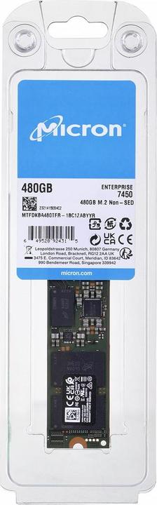 Actual product image Micron SSD 7450 PRO M.2 480GB PCIe Gen4x4 (480 GB, M.2 2280)
