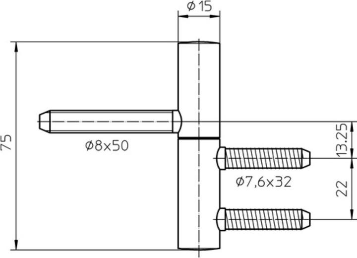 Productafbeelding Simonswerk Inboorscharnier BAKA B 1-15 2-delig vernikkeld 40 kg DIN links / rechts houten deuren