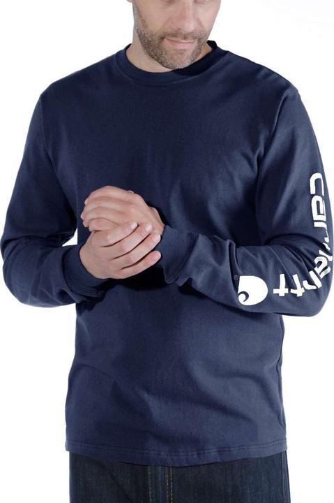 Actual product image Carhartt Long Sleeve Navy Blue Logo T-Shirt (XL)