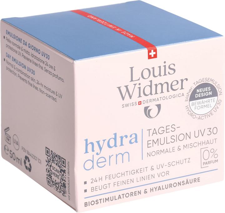 Actual product image Widmer Louis Hydraderm Tagesemulsion UV30 ohne Parfum 50 ml (50 ml, Face fluid, SPF 30)