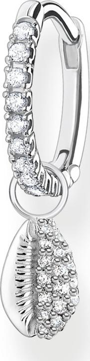 Thomas Sabo Einzel Creole mit Weissen Steinen und Muschel Silber (925er Silber)