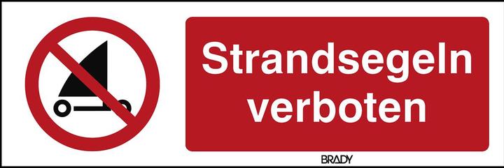 Actual product image Brady P/P067/DE350/ALU-150X50-1, ISO safety labelling - Beach sailing prohibited