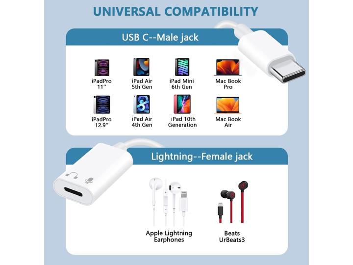 Immagine prodotto PowerGuard Adattatore per cuffie da USB-C a Lightning (USB tipo C)