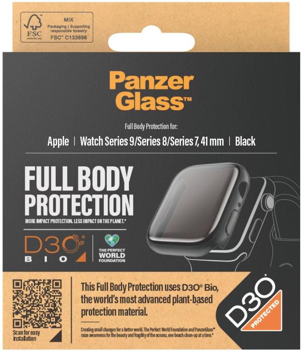 Produktbild PanzerGlass Screen Protector Full Body Apple Watch 2023 41mm with D3O black