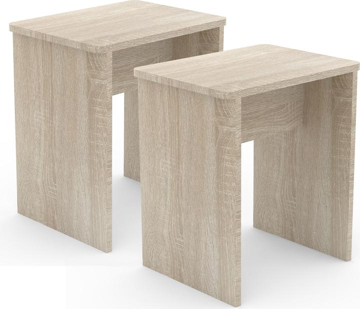 VCM 2er Set Holz Sitzhocker Würfel Fussablage Beistelltisch Esal