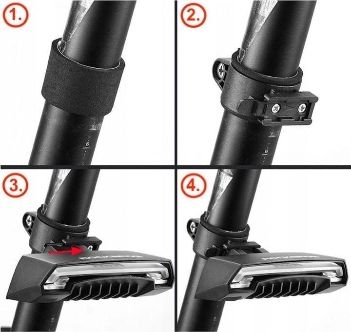 Produktbild Rockbros LKWD-R1 rear bicycle light with laser and remote control + micro USB cable - USB-A - black