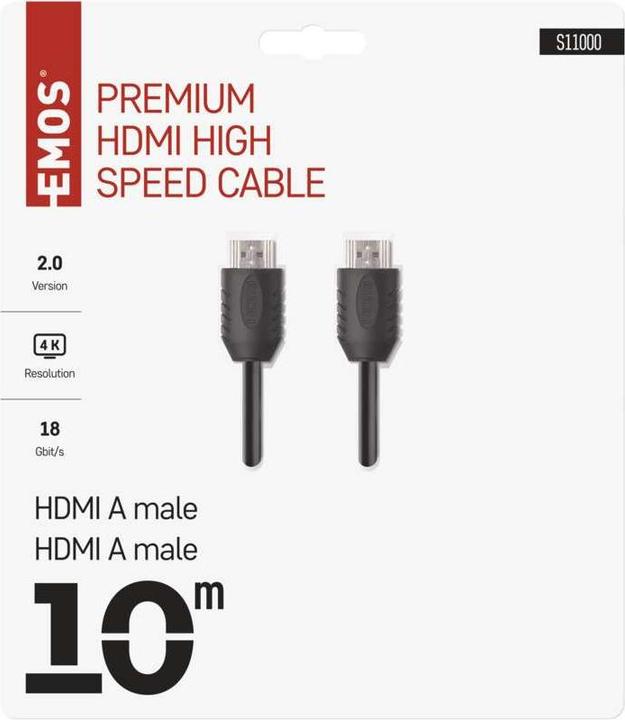Produktbild Emos High Speed HDMI Kabel 2.0 A Stecker – A Stecker 10m (10 m, HDMI)