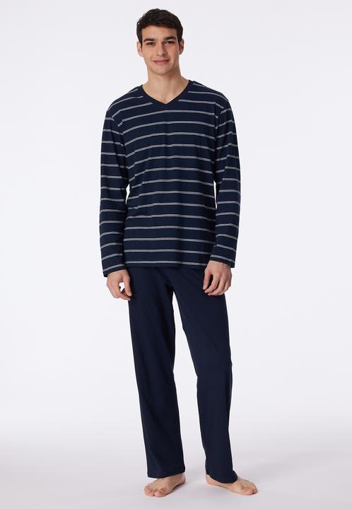 Produktbild Schiesser langer Pyjama Schlafanzug natürlich 100% Baumwolle | auch Übergrössen (4XL)