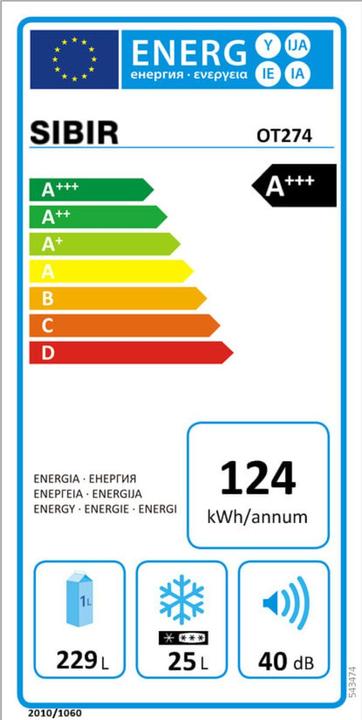 Energie-Label Sibir Oldtimer OT 274 FR (254 l)