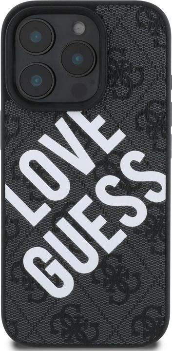 Actual product image Guess PU Leather 4G Big Love Logo MagSafe Case for iPhone 16 Pro Black (Apple iPhone 16 Pro)