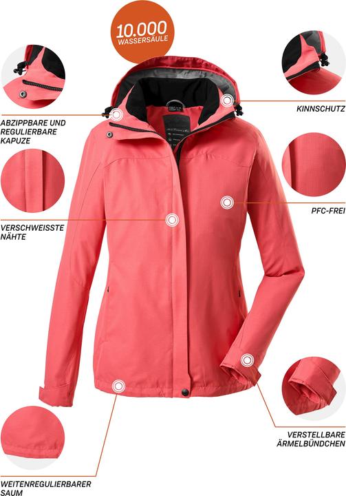 Actual product image Killtec Ladies Inkele Functional Jacket - Ladies Jacket with Zip-Off Hood - Lightweight Transitional Jacket (38)