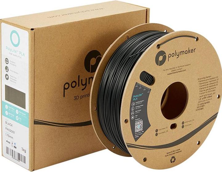 Actual product image Polymaker PolyLite PLA V2 - Black - 1.75mm (PLA, 1.75 mm, 1000 g, Black)