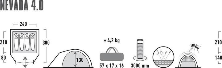 Produktbild High Peak Nevada 4.0 (Kuppelzelt, 4.20 kg, 4 Personen)